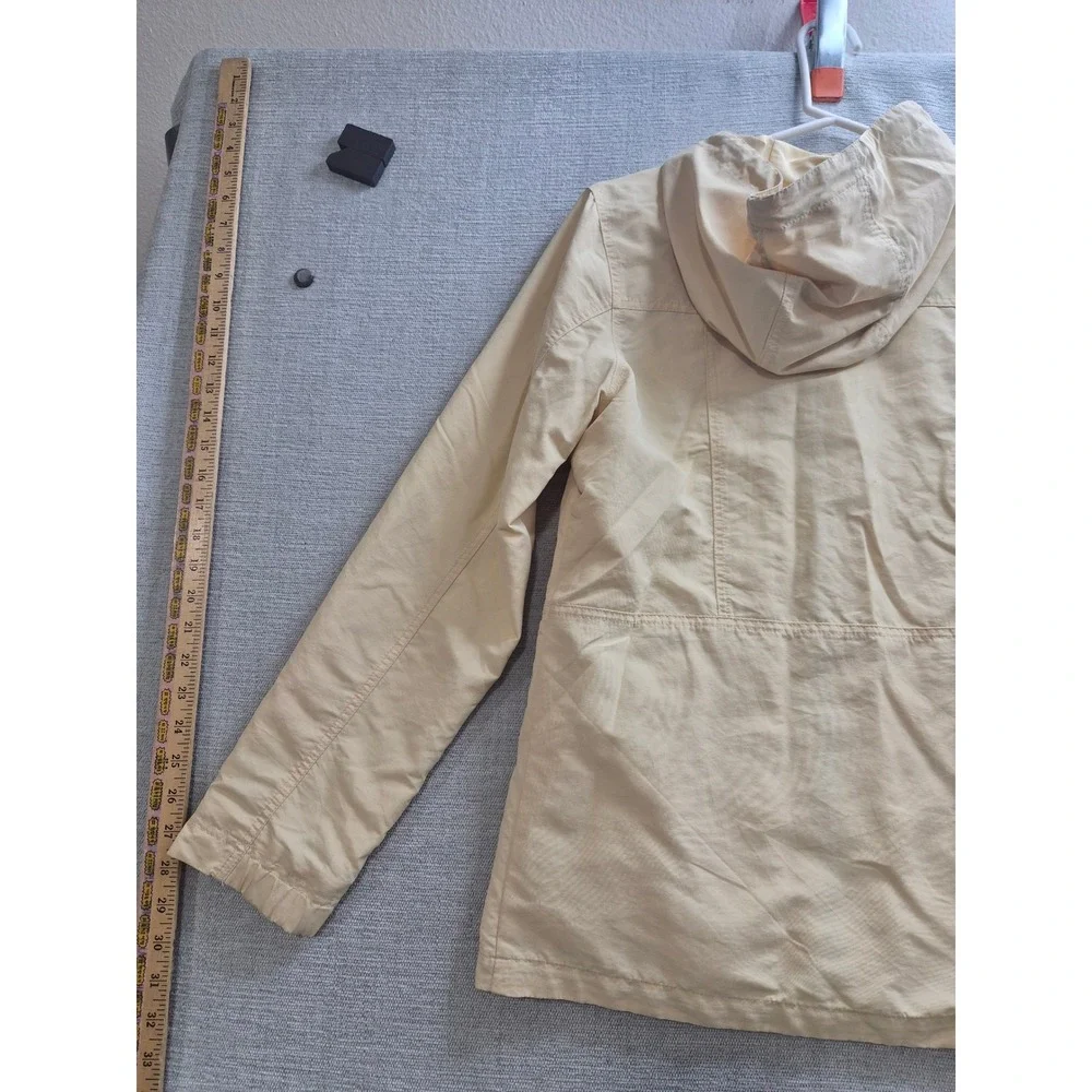 Eddie Bauer Windbreaker Jacket Womens Small Yellow Nylon Winter Hooded Full Zip